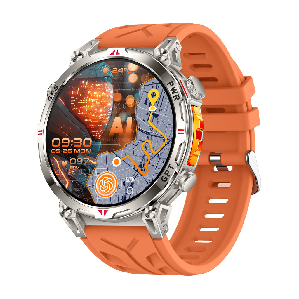 2026 3ATM Waterproof Smart Watch Outdoor GPS Adventures Magnetic Charging AMOLED IOS BestPerformance Alarm Clock Rubber Band