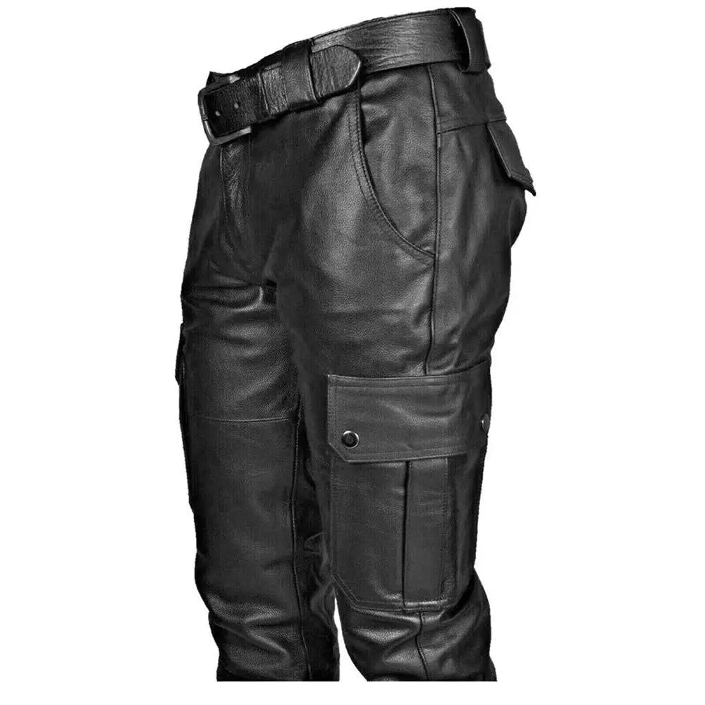 SZLLY-1217-PK01 New Arrival Men's Leather Pants Solid Color Pu Leather Pants Men's Leisure Long Pants