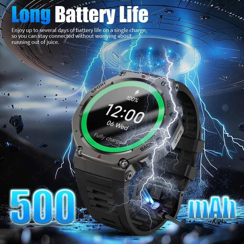 LIGE BWDM58 Satellite GPS Offline Location Smart Watch for Men Compass Long Battery Life Answer Dial Call Smartwatch Android IOS