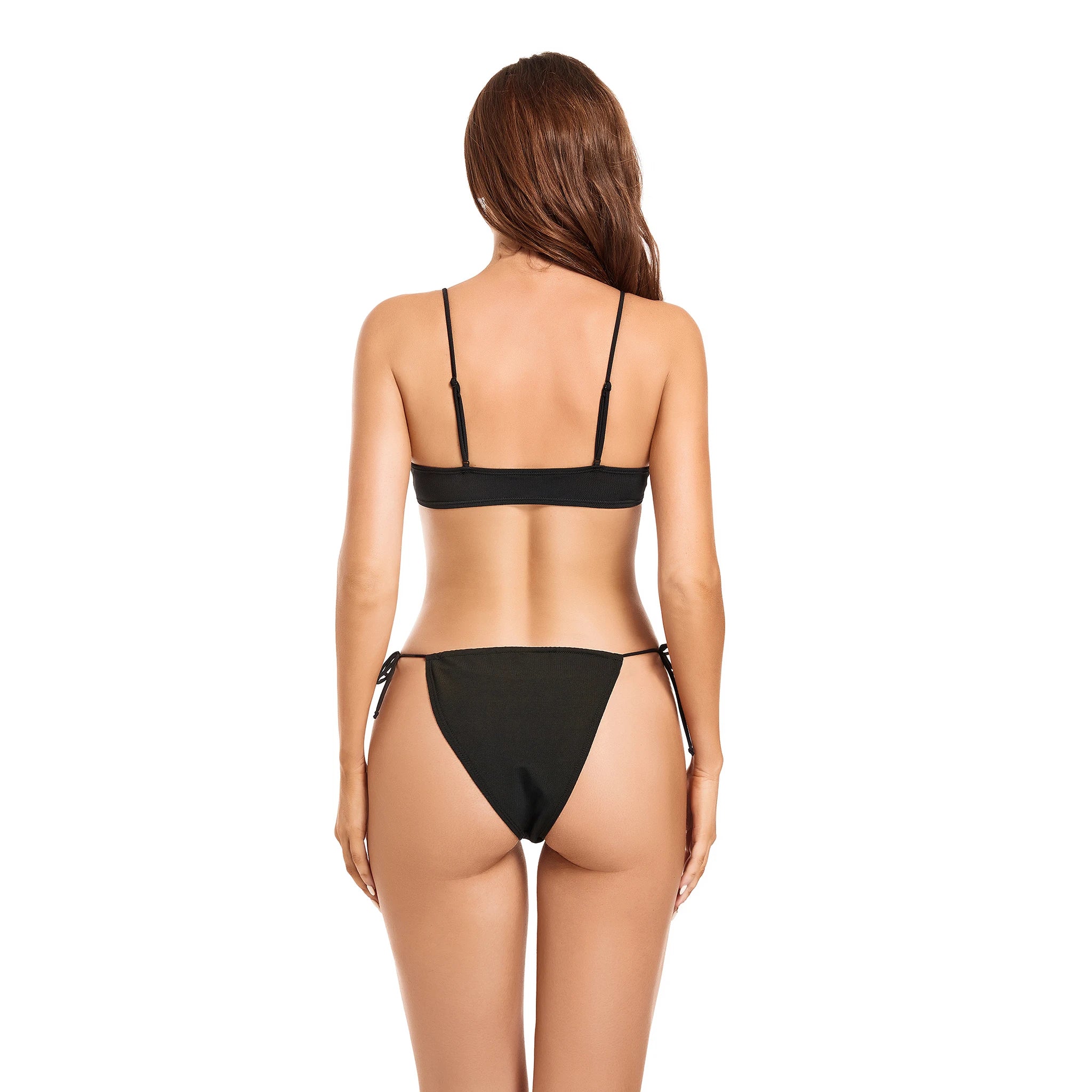 In-Stock Tan Through Bikini Black Two-Piece Women's Sexy Swimwear Summer Say Goodbye Tan Line