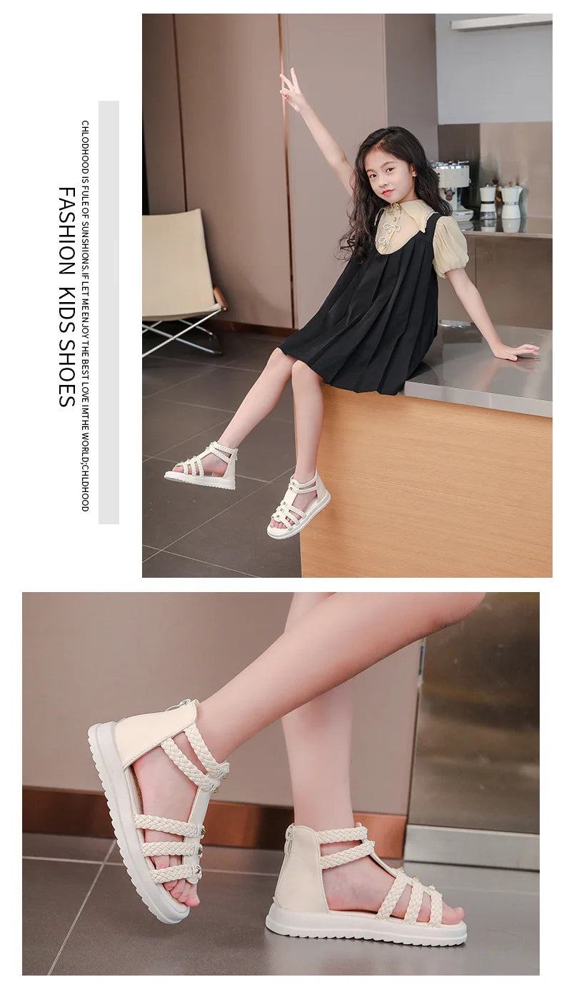 Summer Girls Sandals 2026 New Design Girls Soft Soled Lightweight Shoe Fashionable Girl Anti Slip Versatile Casual Summer Sandal