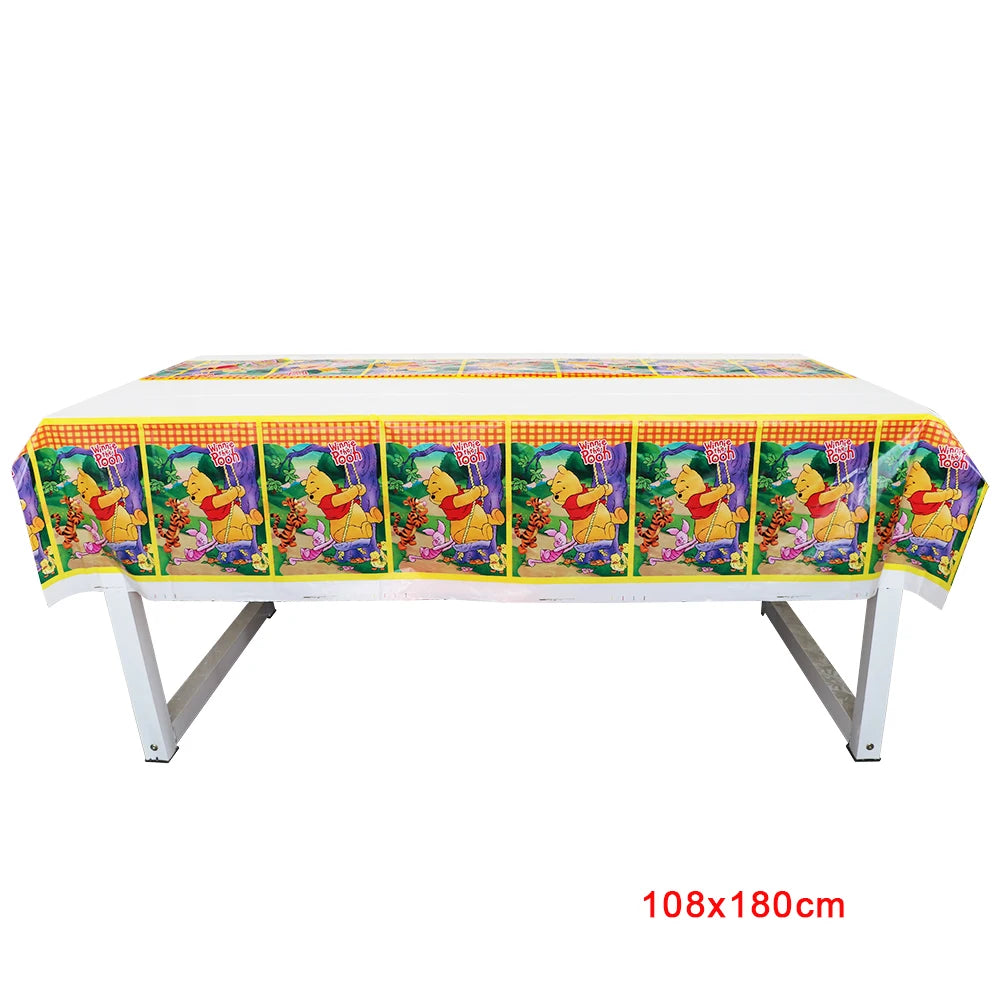Winnie The Pooh Cartoon Birthday Party Balloon Decoration Children's Tableware Set Backpack Background Flag Stickers Balloon Set