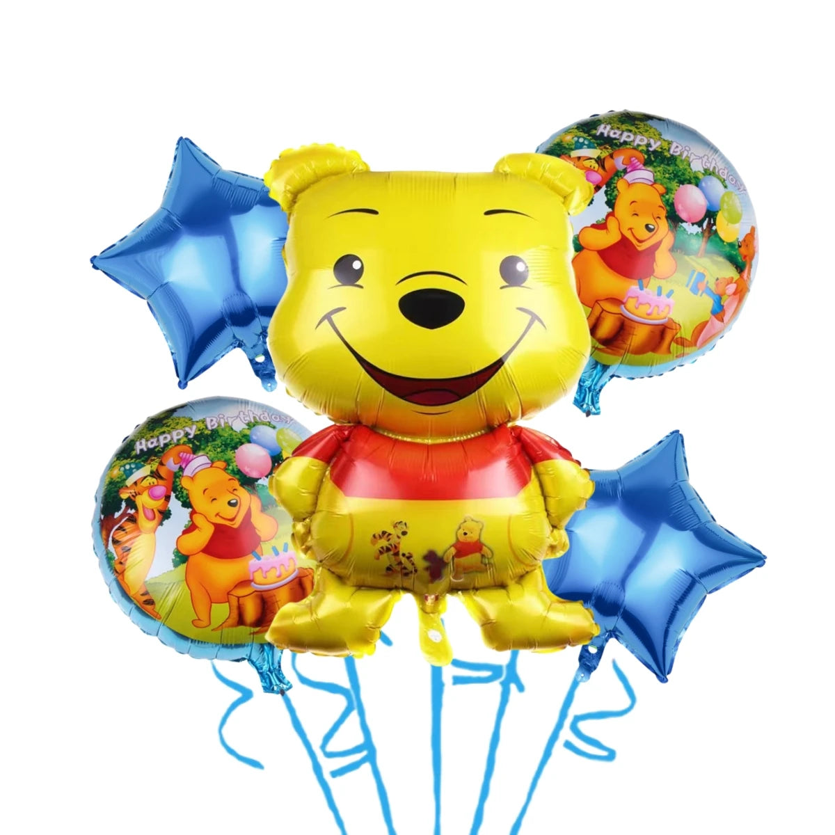 Winnie The Pooh Cartoon Birthday Party Balloon Decoration Children's Tableware Set Backpack Background Flag Stickers Balloon Set