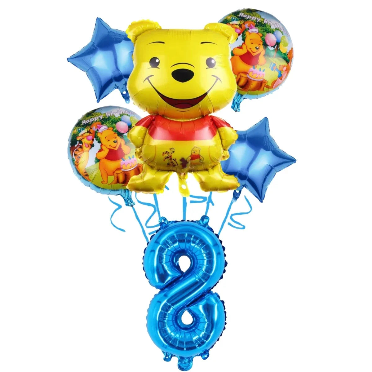 Winnie The Pooh Cartoon Birthday Party Balloon Decoration Children's Tableware Set Backpack Background Flag Stickers Balloon Set