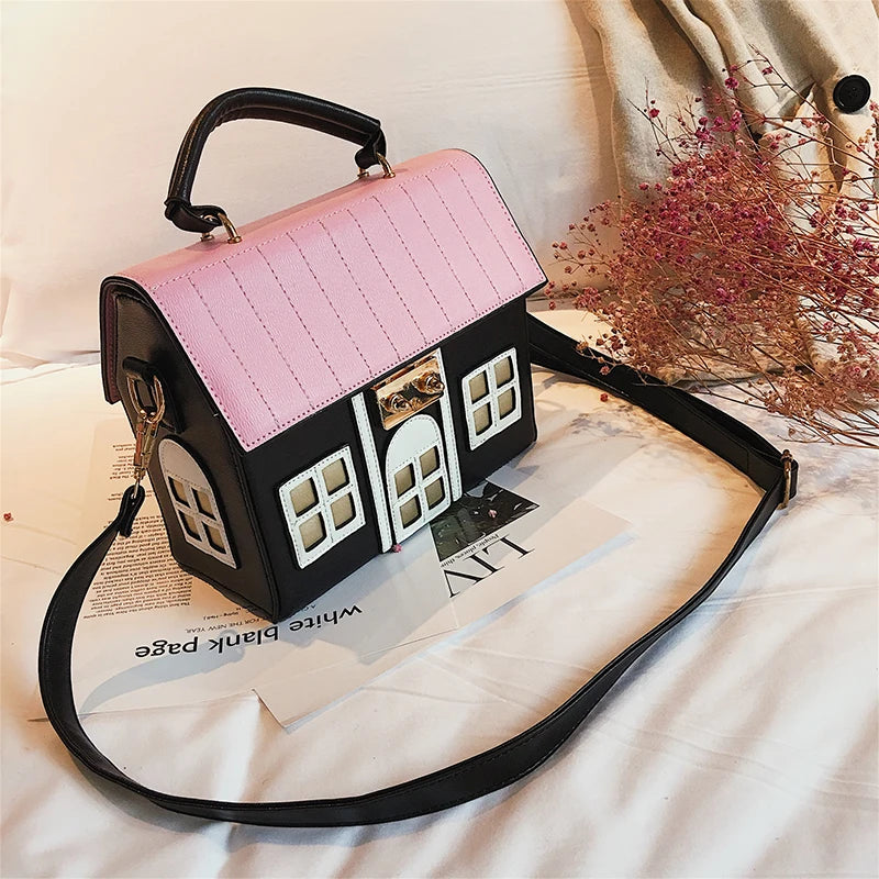 2025 summer new girl Lolita soft heart girl shoulder small square bag cartoon cute house bag PU leather messenger women's bags