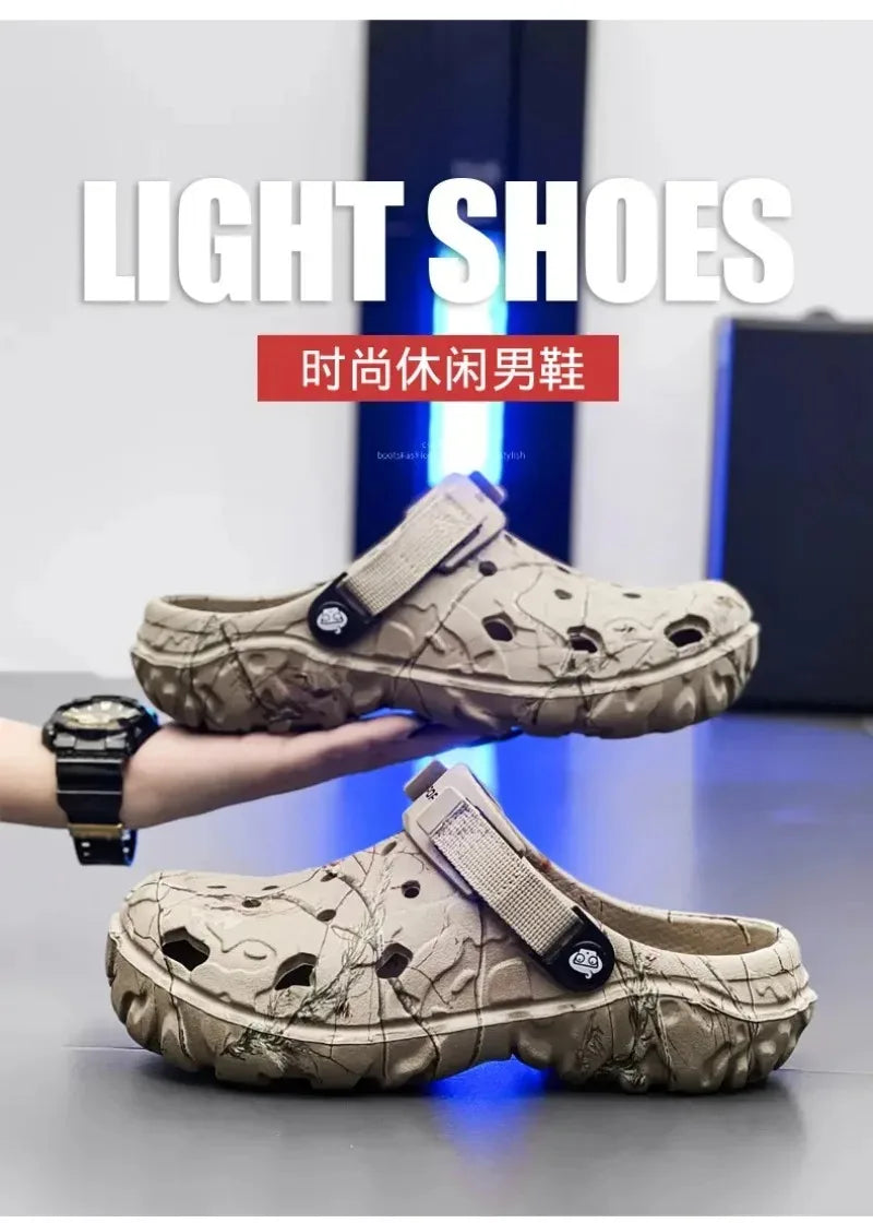 Summer Men's and Women's Wooden Clog Sandals, Classic Couple Courtyard Shoes, Men's Fashion Casual Sandals, Casual Slippers
