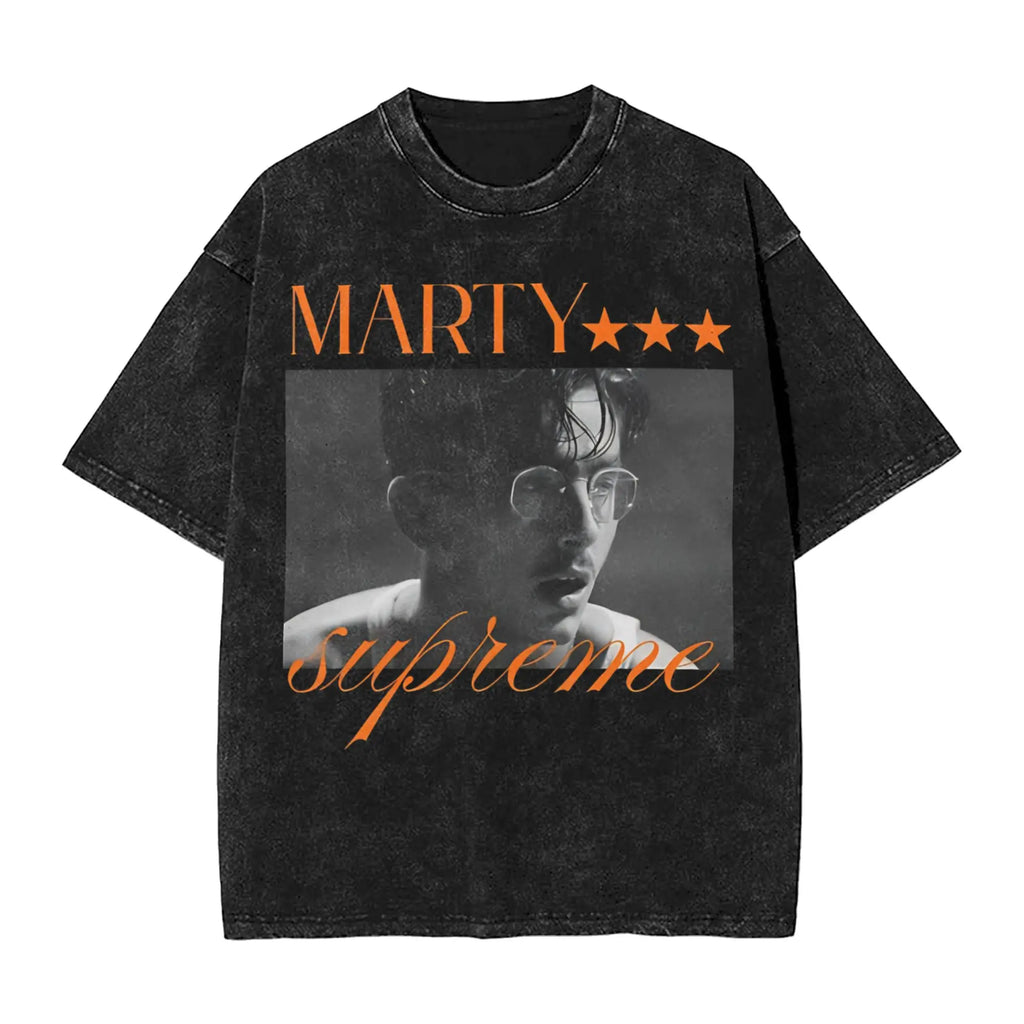 Washed T Shirt Marty Supreme Timothee Chalamet Hip Hop Casual T-Shirt Street Streetwear Short Sleeve Graphic Tops Tees Men Women