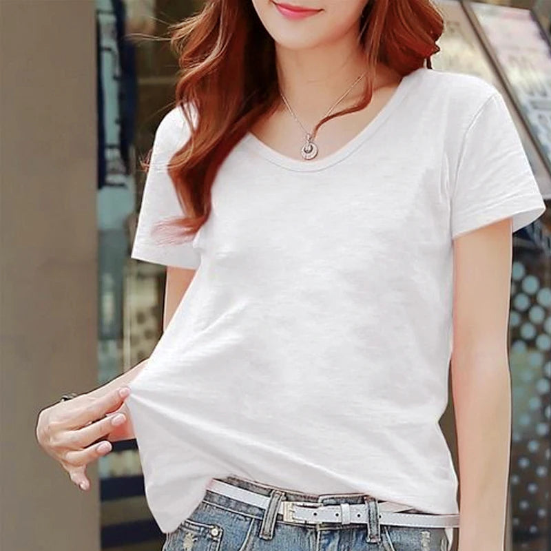 Women T-Shirts Streetwear Cartoon Couple Print Short-sleeved T-shirt Female Harajuku with Style Couple Loose y2k Clothes Tops