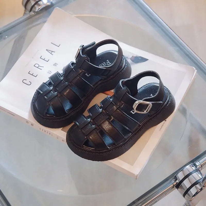 Summer Girls' Fashion Sandals in 2026 - Classic Black and White Colors, Simple New Roman Shoes, Party Shoes, Casual Shoes