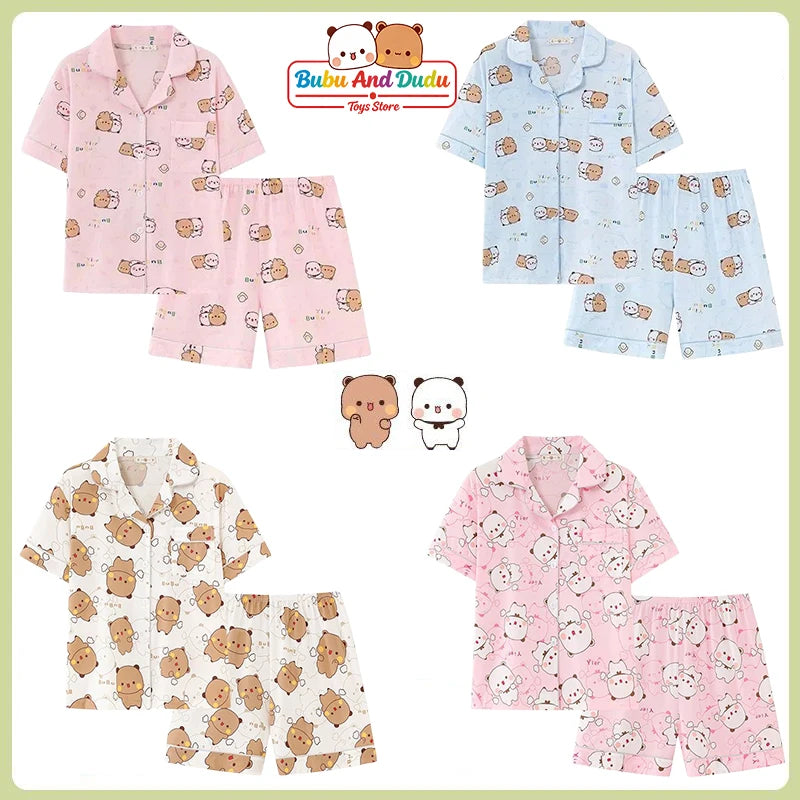 Panda Bubu And Yier Pajamas Panda Pattern Bubu And Dudu Summer Couple Pajamas Short Sleeved Home Clothes Couple Pajamas