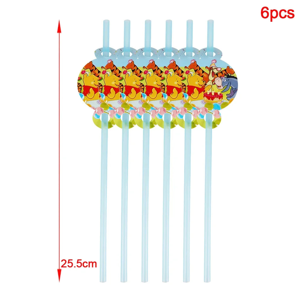 Winnie The Pooh Cartoon Birthday Party Balloon Decoration Children's Tableware Set Backpack Background Flag Stickers Balloon Set