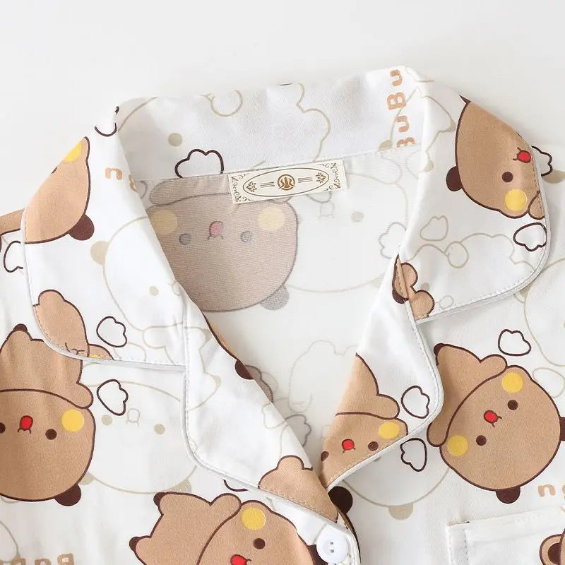 Panda Bubu And Yier Pajamas Panda Pattern Bubu And Dudu Summer Couple Pajamas Short Sleeved Home Clothes Couple Pajamas