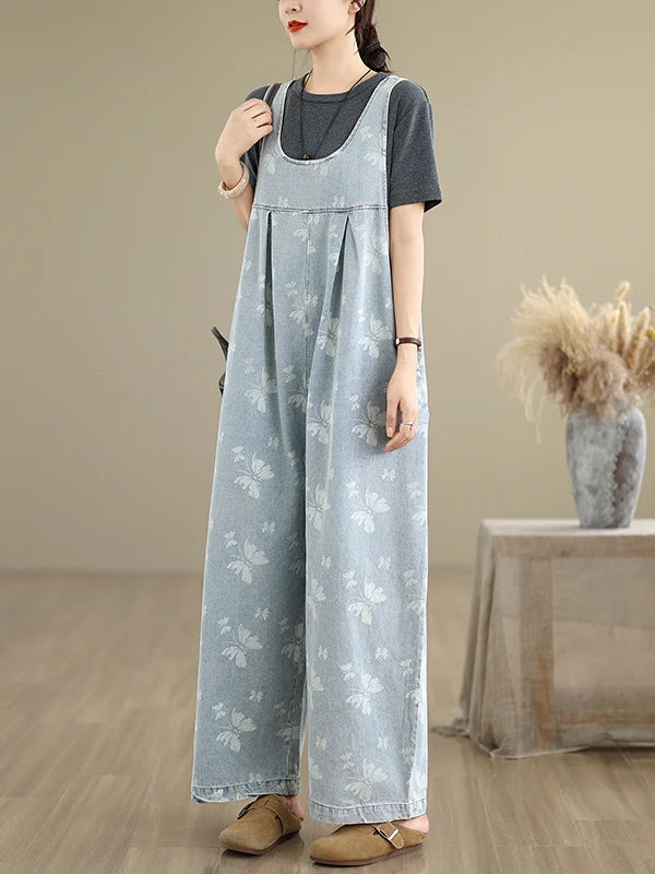 Faionable plus Size Women's Denim Overalls Loose Lantern Pants Trendy High Waist Wide Leg Casual Summer New Arrival