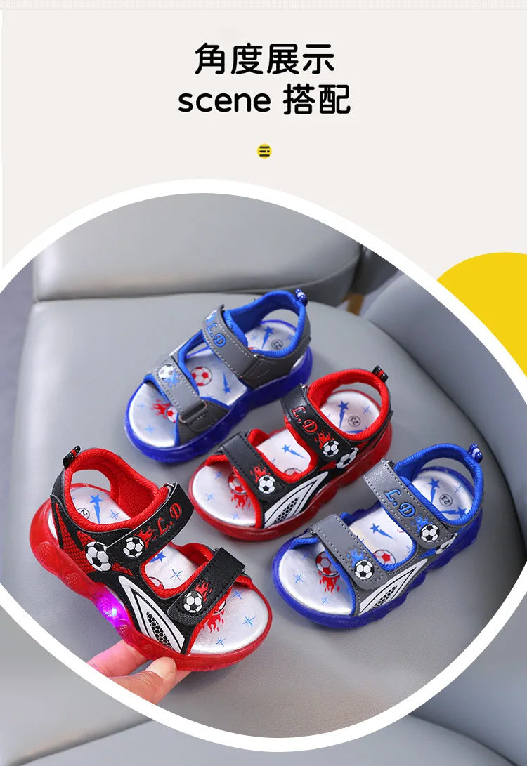 Summer Sandals New Sport Comfort Child Shoes Anti Slip Breathable Soft Light Up Boy Shoes Fashion Beach Casual Sandals Босоножки