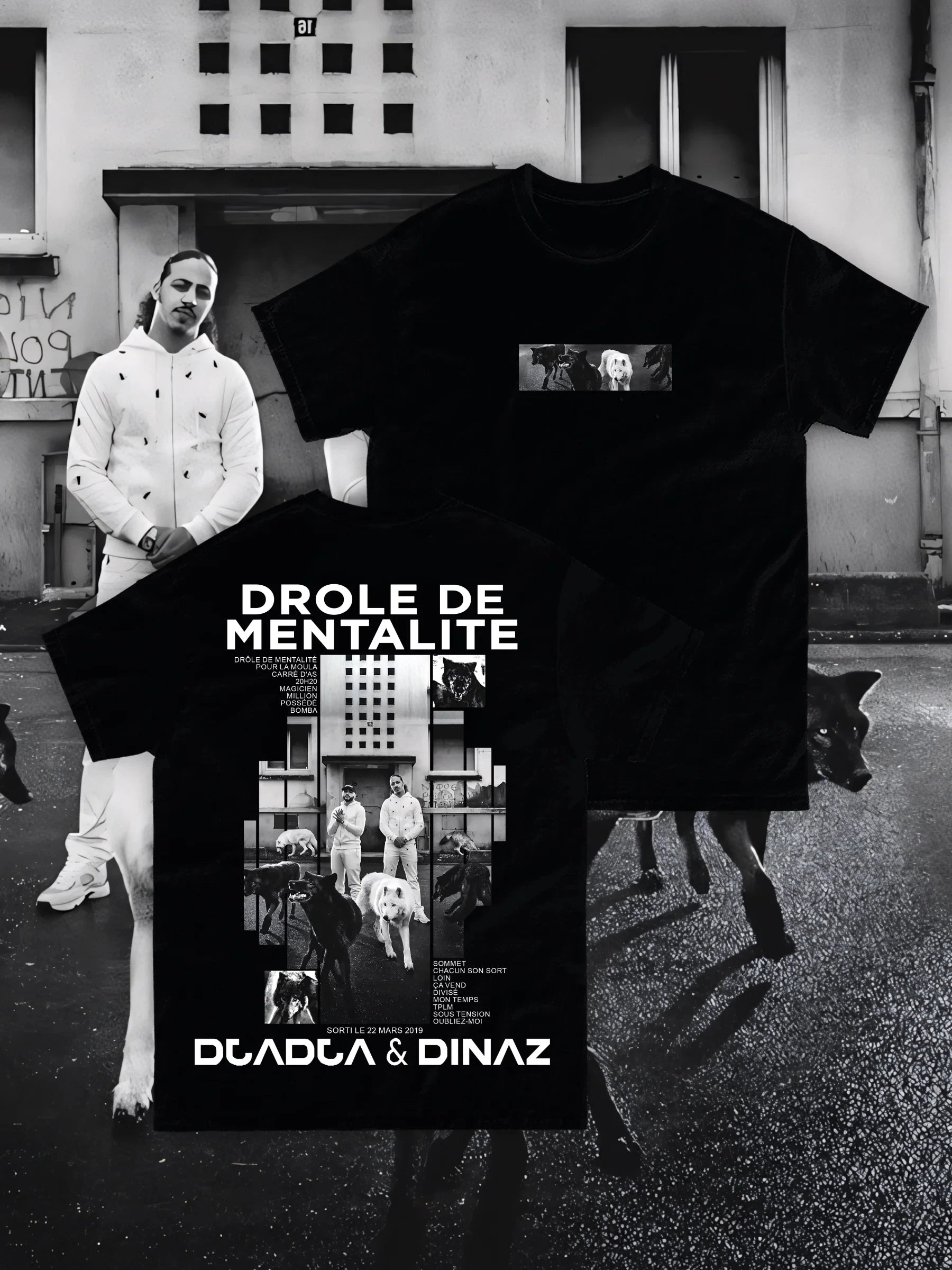Rapper Djadja & Dinaz Album Graphic T Shirts Men's Vintage Gothic DROLE DE MENTALITE Shirt Hip Hop Short Sleeve Cotton Tshirt