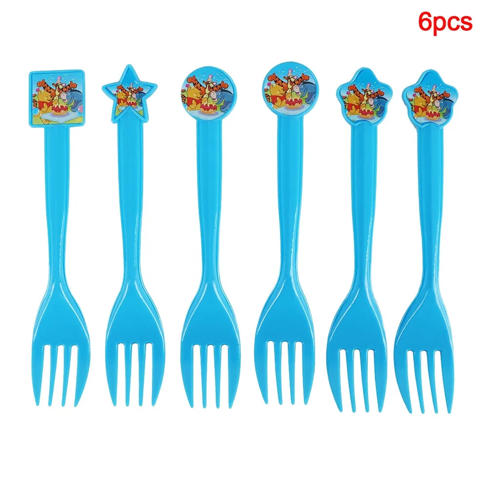 Winnie The Pooh Cartoon Birthday Party Balloon Decoration Children's Tableware Set Backpack Background Flag Stickers Balloon Set