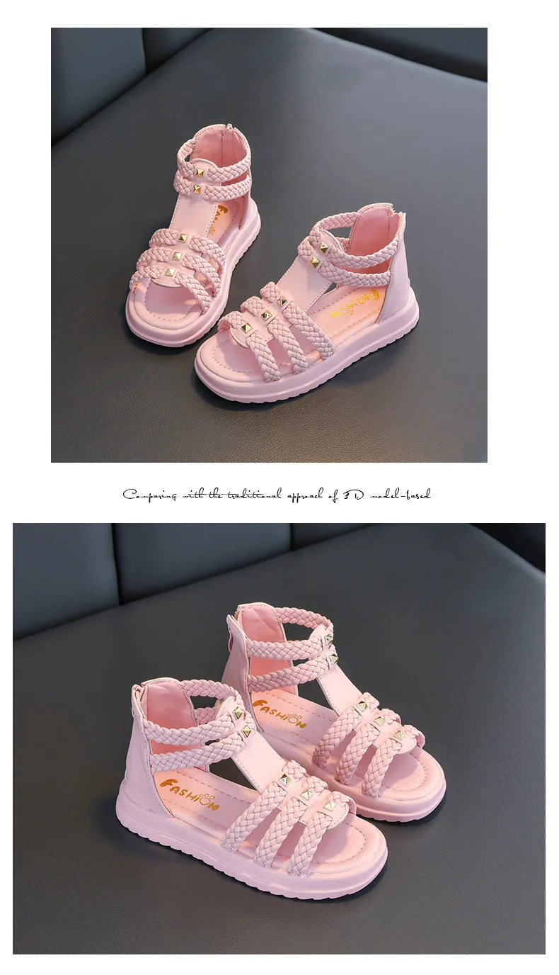 Summer Girls Sandals 2026 New Design Girls Soft Soled Lightweight Shoe Fashionable Girl Anti Slip Versatile Casual Summer Sandal