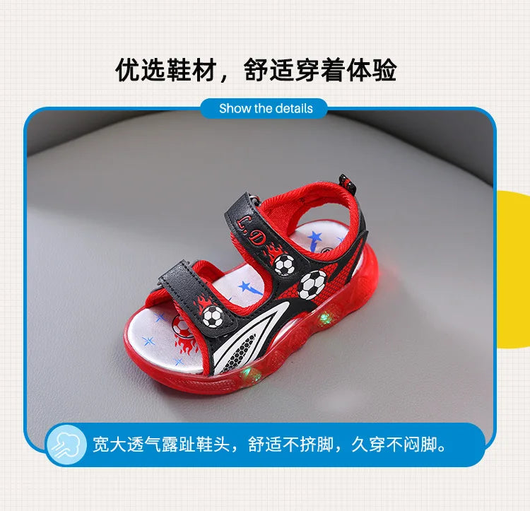 Summer Sandals New Sport Comfort Child Shoes Anti Slip Breathable Soft Light Up Boy Shoes Fashion Beach Casual Sandals Босоножки