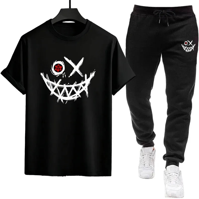 2026 New in T-Shirts Co-ords Summer Men Tracksuit Crew Neck Tshirt and Sports Sweatpants Male Home Outdoor Comfort Casual Outfit