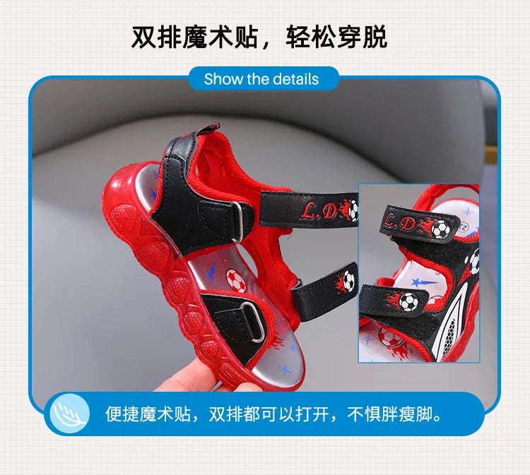 Summer Sandals New Sport Comfort Child Shoes Anti Slip Breathable Soft Light Up Boy Shoes Fashion Beach Casual Sandals Босоножки
