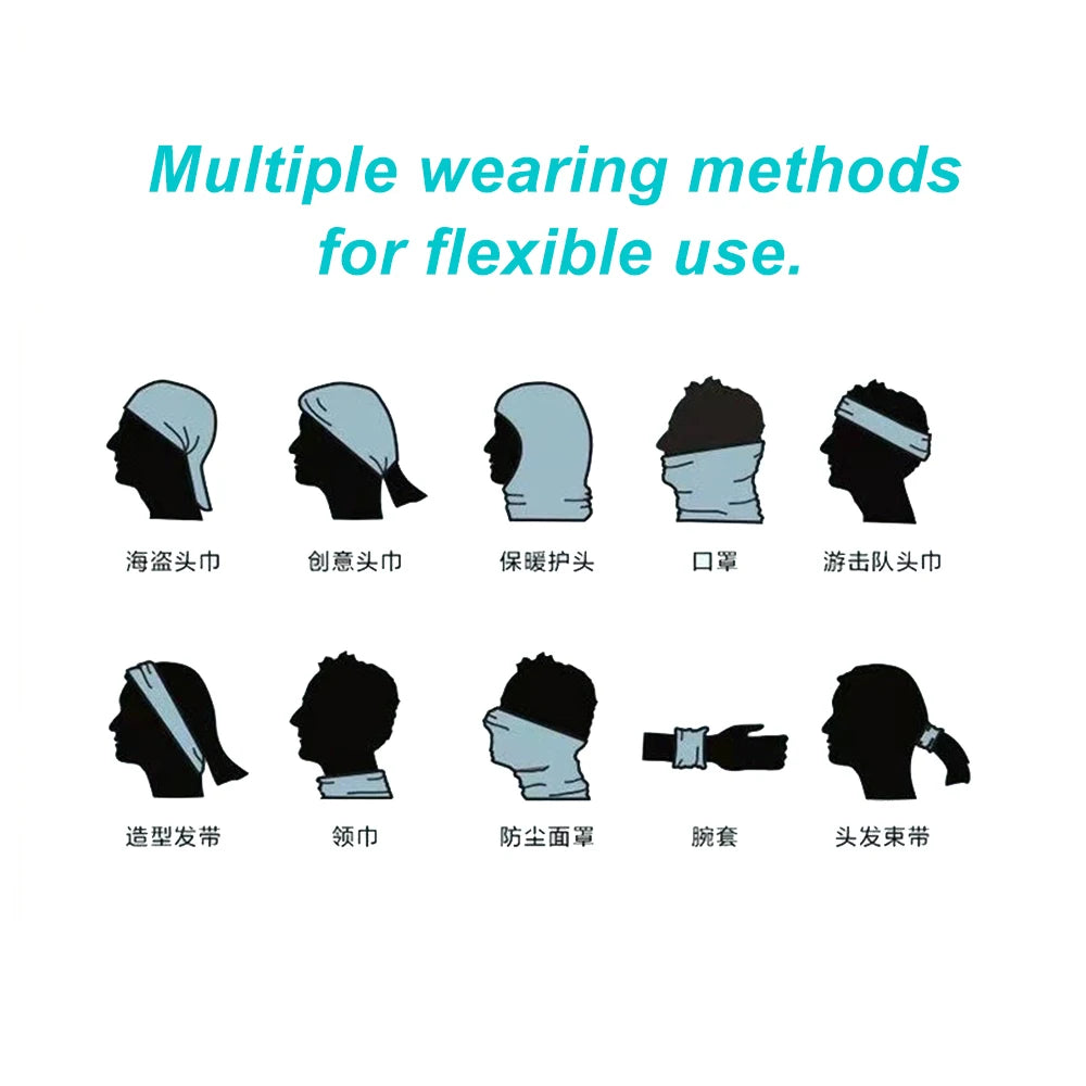 Summer Men Mask Full Face Bicycle Bandana UV Protection Mask Breathable Ice Silk Outdoor Hanging Ear Cycling Scarf Neckerchief