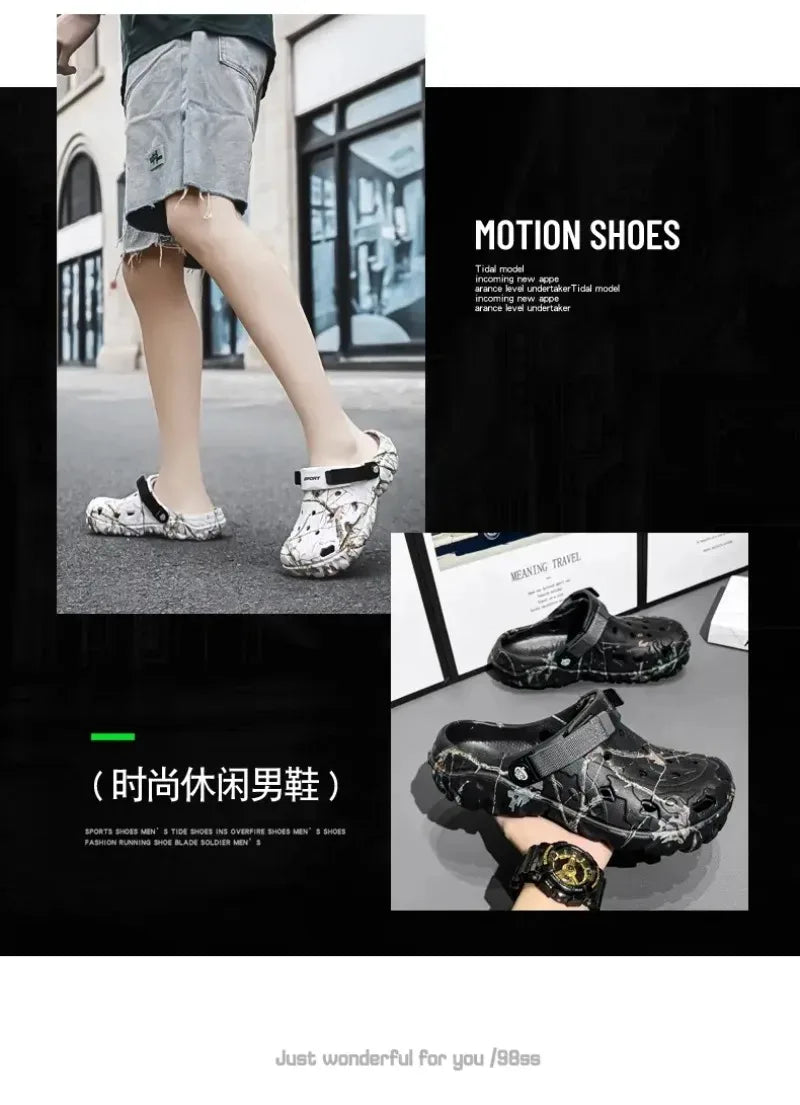Summer Men's and Women's Wooden Clog Sandals, Classic Couple Courtyard Shoes, Men's Fashion Casual Sandals, Casual Slippers