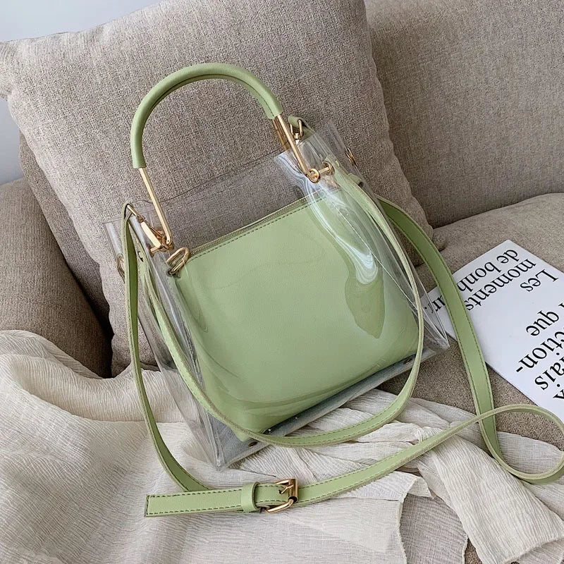 Fashion Transparent Women Shoulder Bag Jelly Candy Summer Beach Handbag for female Messenger Bags Bolsa Totes  bucket bag