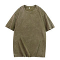 Streetwear Washed Distressed T-shirt for Men Oversized European and American Off Shoulder Sleeves Cotton Women Tshirts
