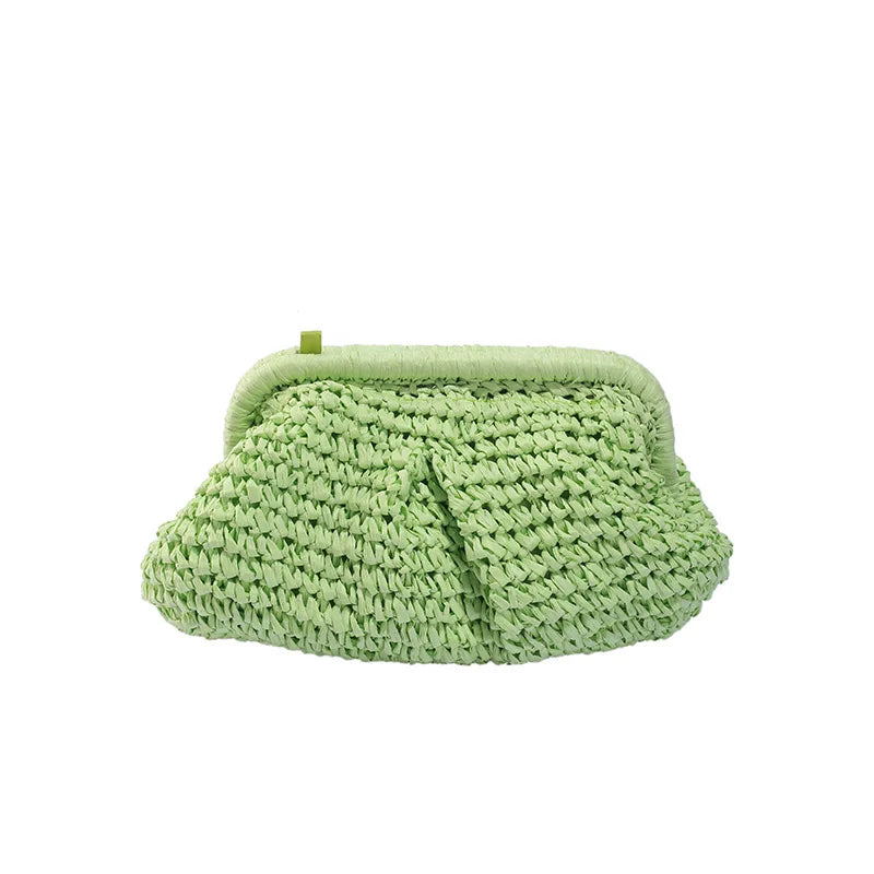 Gusure Summer Designer Shoulder Crossbody Bag Straw Weaving Clutch Purse  Women Dumpling Crossbody Beach Bag Fashon Cloud Pouch