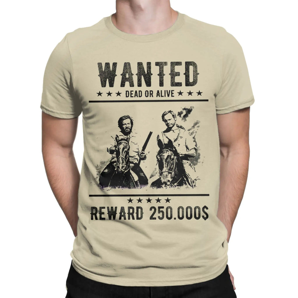 Men T-Shirts Wanted Bud Spencer And Terence Hill Cool Cotton Tee Shirt Short Sleeve  T Shirt Round Collar Clothes Unique