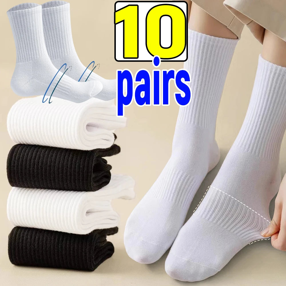 New Style White/Black Men Breathable Long Business Harajuku Socks Solid Gentleman Outdoor Sports Socks Summer Soft High Sock