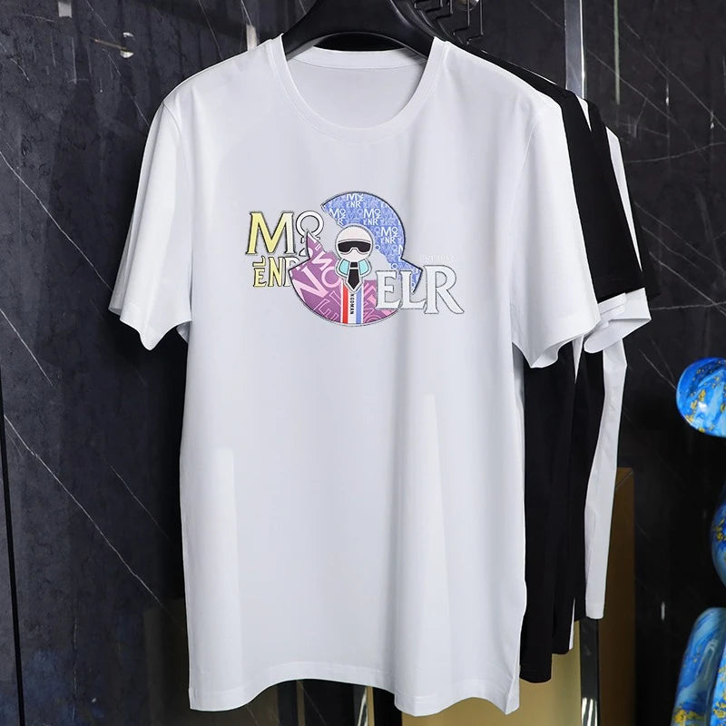New Couple's Short-sleeved T-shirts for women, Luxurious Printed Men's and Women's T-shirts with Round Necks and Half Sleeves