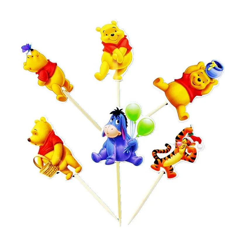 Winnie The Pooh Cartoon Birthday Party Balloon Decoration Children's Tableware Set Backpack Background Flag Stickers Balloon Set