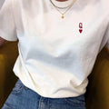 Trendy American Ins Red Heart Letter Printed T-shirt for Women White Loose Cotton Summer Short-sleeved Casual Shirt Tops