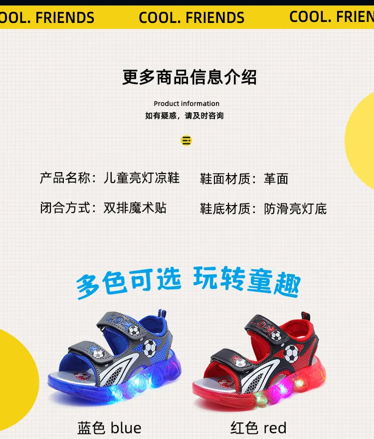 Summer Sandals New Sport Comfort Child Shoes Anti Slip Breathable Soft Light Up Boy Shoes Fashion Beach Casual Sandals Босоножки