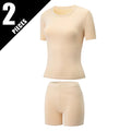 2-Piece Women's Summer Solid Color Casual Sports Short Sleeved Shorts Set Round Neck Base T-shirt And Safety Leggings Home Set