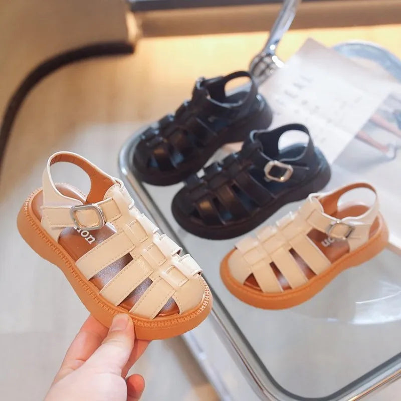 Summer Girls' Fashion Sandals in 2026 - Classic Black and White Colors, Simple New Roman Shoes, Party Shoes, Casual Shoes