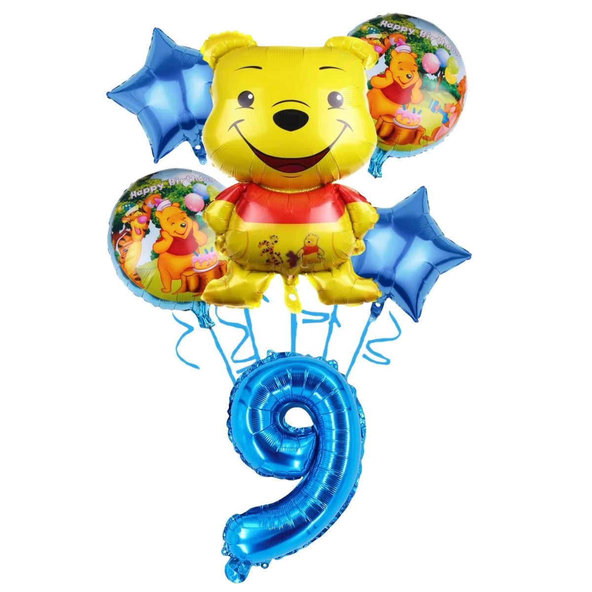 Winnie The Pooh Cartoon Birthday Party Balloon Decoration Children's Tableware Set Backpack Background Flag Stickers Balloon Set