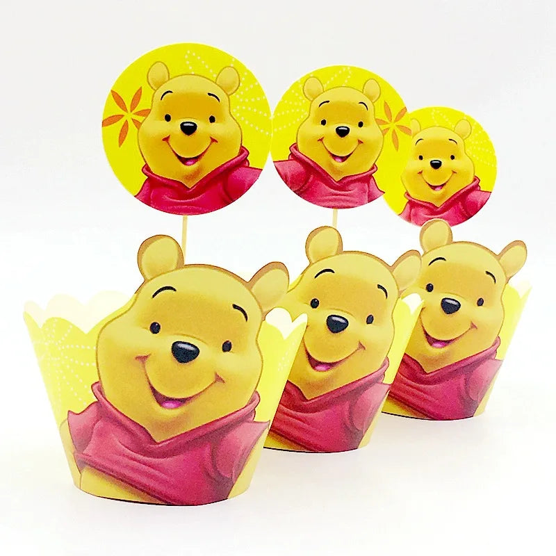 Winnie The Pooh Cartoon Birthday Party Balloon Decoration Children's Tableware Set Backpack Background Flag Stickers Balloon Set