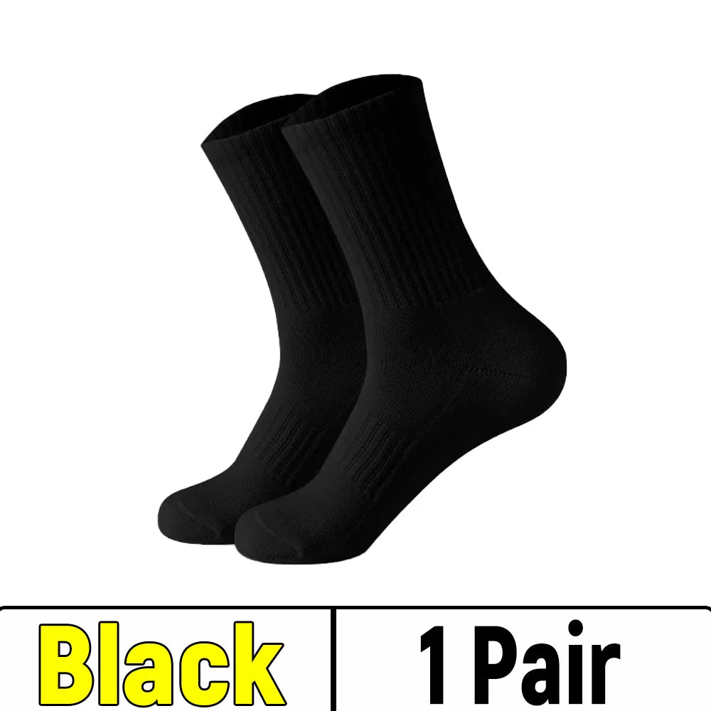 New Style White/Black Men Breathable Long Business Harajuku Socks Solid Gentleman Outdoor Sports Socks Summer Soft High Sock