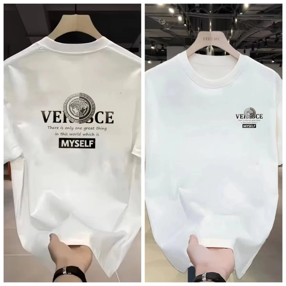 Trendy Brand Printed Shirt Summer High-end Light Luxury Men's and Women's Silk Cotton Short-sleeved T-shirt Trendy Shirts