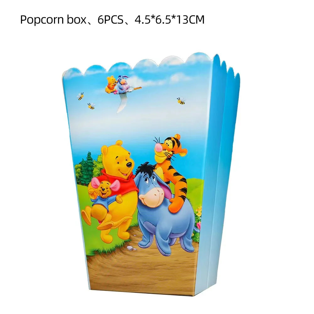 Winnie The Pooh Cartoon Birthday Party Balloon Decoration Children's Tableware Set Backpack Background Flag Stickers Balloon Set