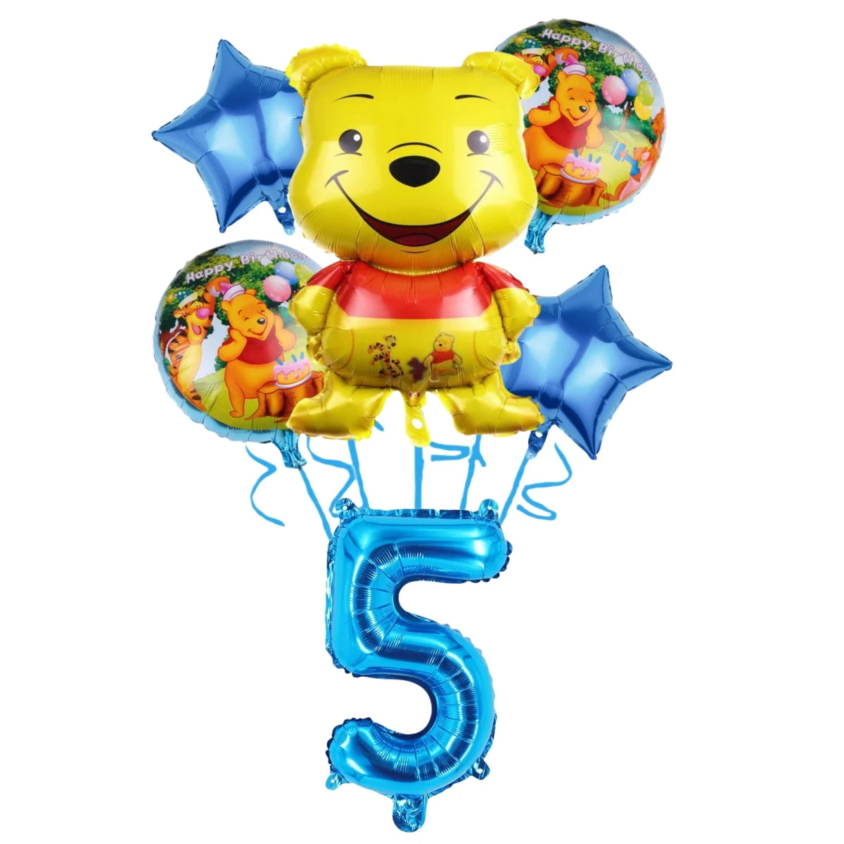 Winnie The Pooh Cartoon Birthday Party Balloon Decoration Children's Tableware Set Backpack Background Flag Stickers Balloon Set