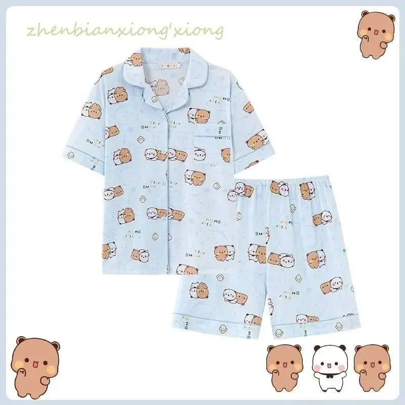 Panda Bubu And Yier Pajamas Panda Pattern Bubu And Dudu Summer Couple Pajamas Short Sleeved Home Clothes Couple Pajamas