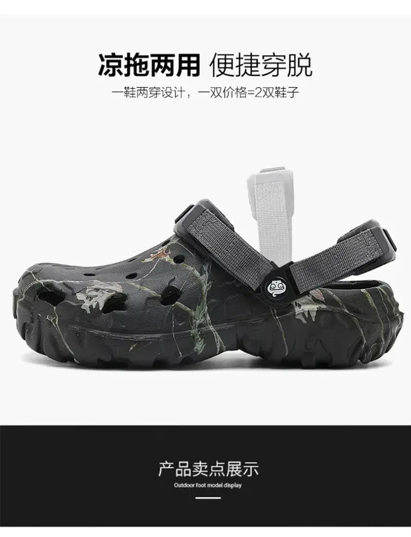 Summer Men's and Women's Wooden Clog Sandals, Classic Couple Courtyard Shoes, Men's Fashion Casual Sandals, Casual Slippers
