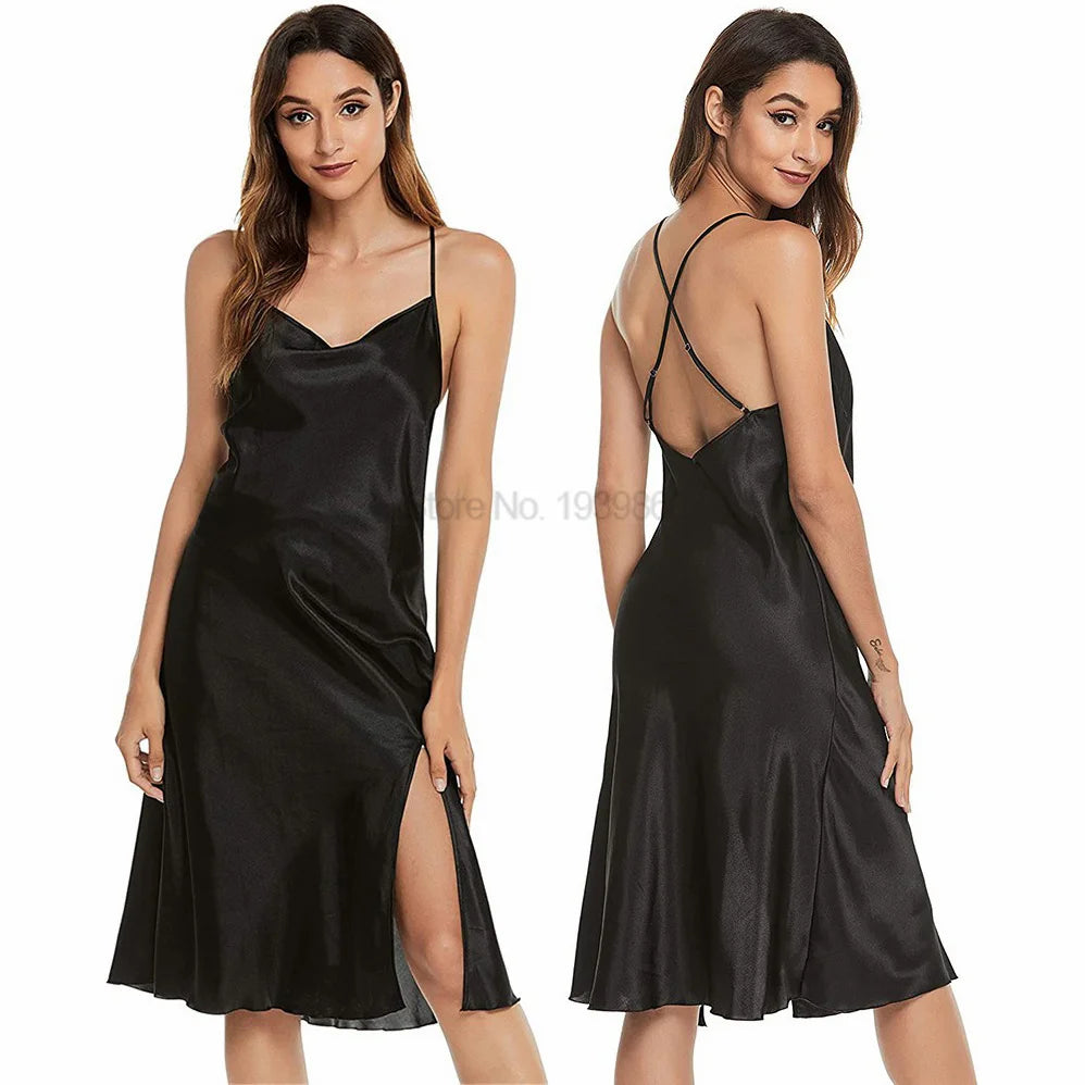 Summer Nightdress Ruffles Lady Nightwear Nightgown Satin Spaghetti Straps Skirt Intimate Lingerie Sexy Home Clothes Bathrobe