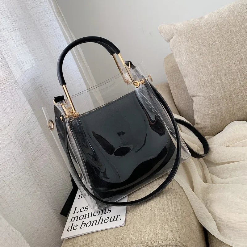Fashion Transparent Women Shoulder Bag Jelly Candy Summer Beach Handbag for female Messenger Bags Bolsa Totes  bucket bag