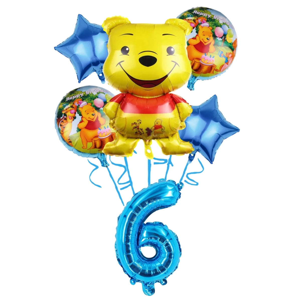 Winnie The Pooh Cartoon Birthday Party Balloon Decoration Children's Tableware Set Backpack Background Flag Stickers Balloon Set
