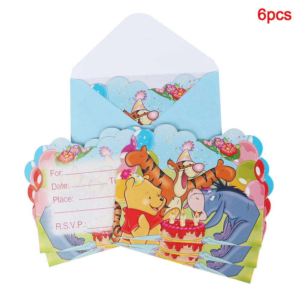 Winnie The Pooh Cartoon Birthday Party Balloon Decoration Children's Tableware Set Backpack Background Flag Stickers Balloon Set