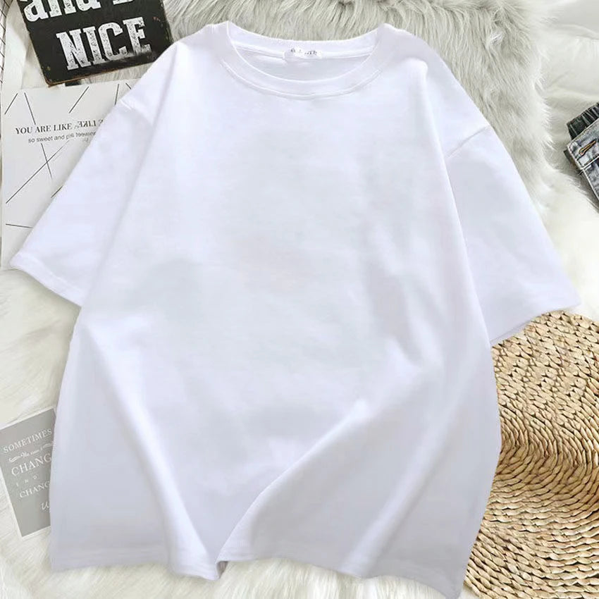 Women T-Shirts Streetwear Cartoon Couple Print Short-sleeved T-shirt Female Harajuku with Style Couple Loose y2k Clothes Tops